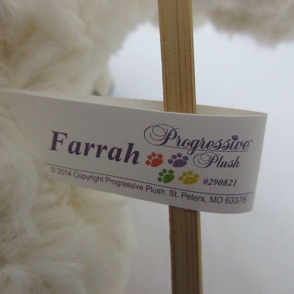 Rare Progressive Plush Farrar White Bear w/Pink Cape & Mask 10" Curly Soft Fur - Picture 6 of 7